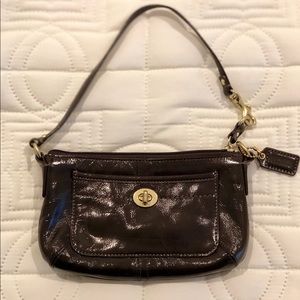 Coach Brown Patent Leather Wristlet